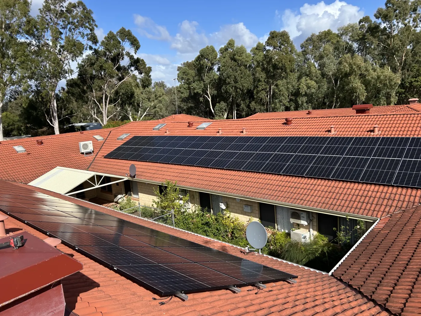 Solar panels across the tiled roofs of the MercyCare site in Kelmscott